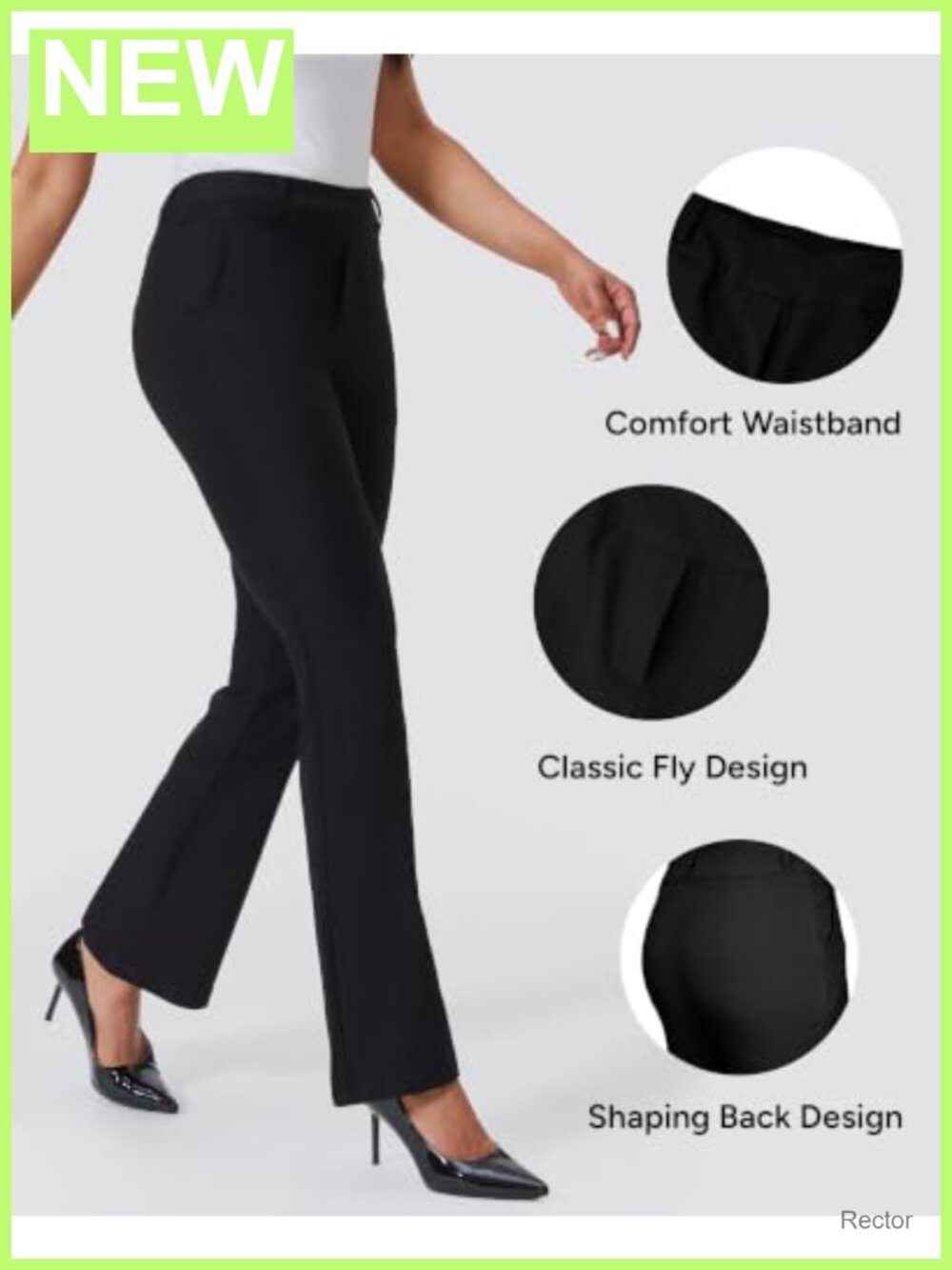 Bootcut Pull On Dress Pants Stretch High Rise Work Slacks - Picture 6 of 6